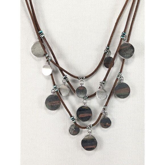 Chico's Multi Strand Disc's on Leather Necklace - Picture 11 of 11